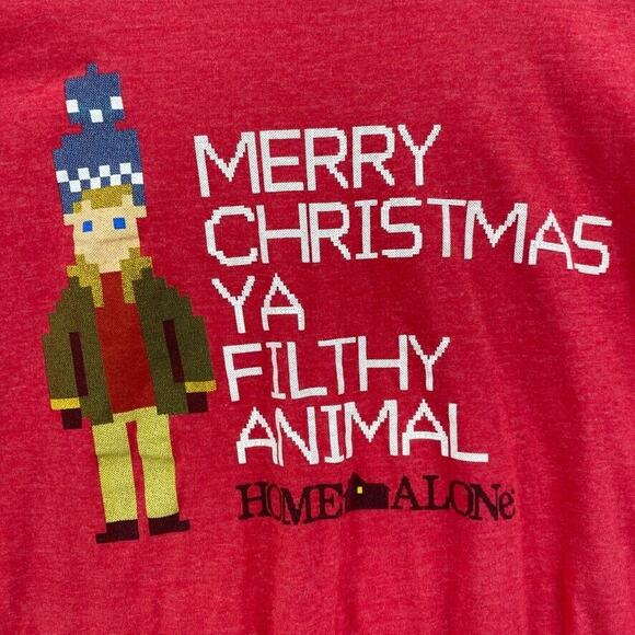 Home Alone Shirt Mens X Large Red Short Sleeve Merry Christmas Ya Filthy Animal - Picture 4 of 7